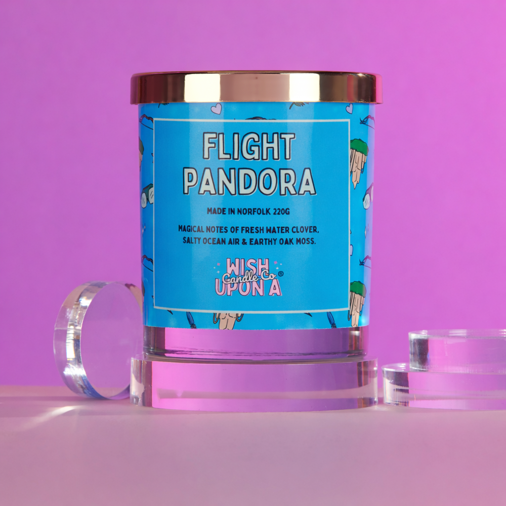 Flight Pandora theme park inspired candle with gold lid