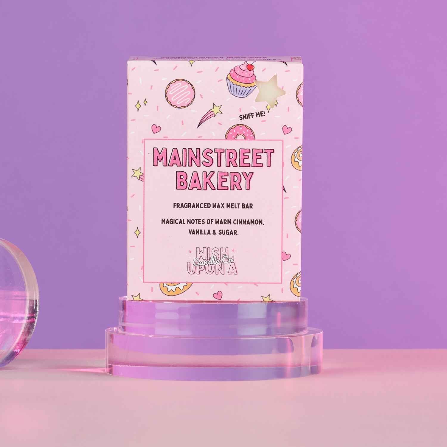 Mainstreet Bakery wax melt with warm baked treats and sweet confectionery fragrance
