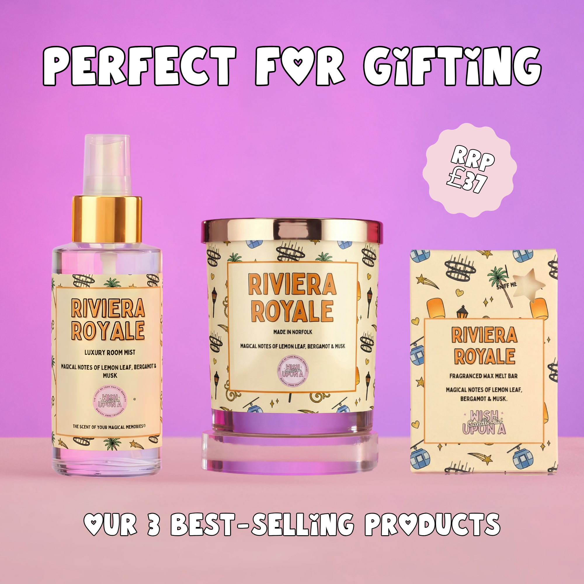 Mystery home fragrance bundle including a candle room mist and wax melt in surprise scents