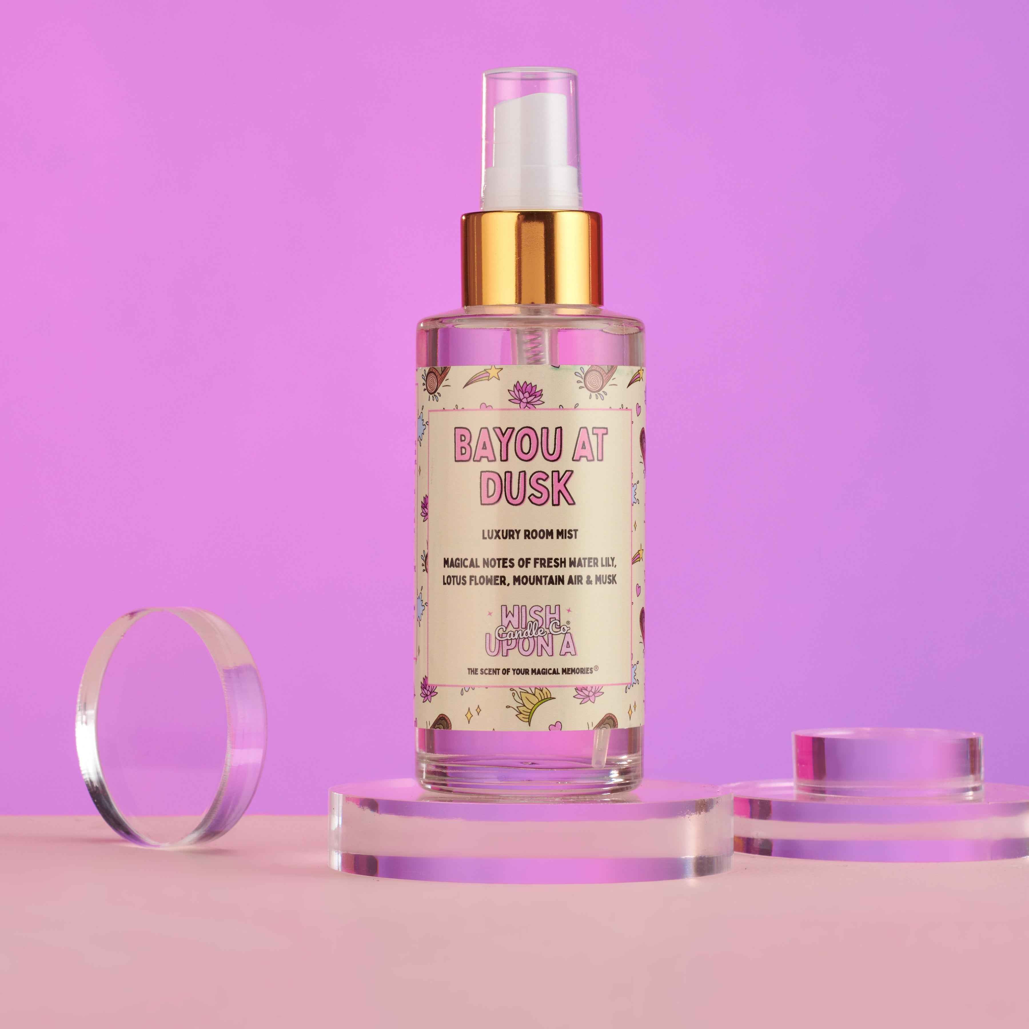 Bayou At Dusk room mist with atmospheric lotus water lily and fresh mountain air fragrance