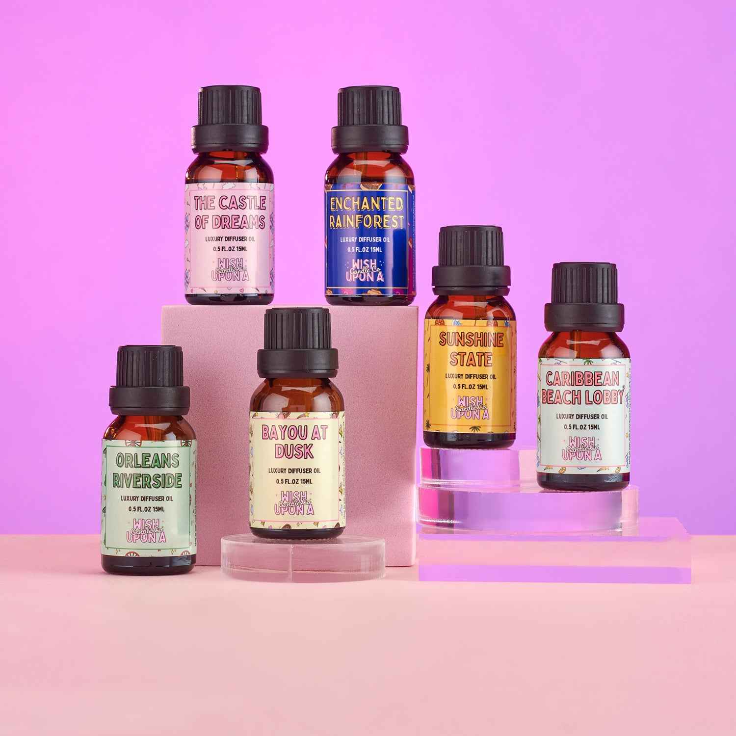 Luxury diffuser oil collection inspired by theme parks resorts and nostalgic home fragrance