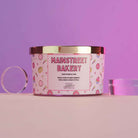Mainstreet Bakery triple wick candle with warm baked treats and sweet confectionery fragrance