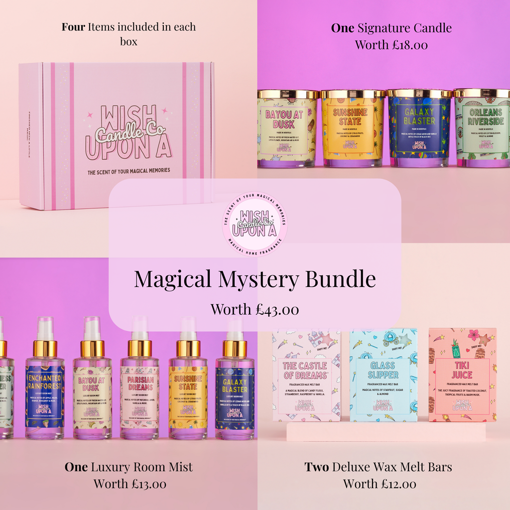 Theme park inspired fragrance bundle with candle, wax melt and room mist