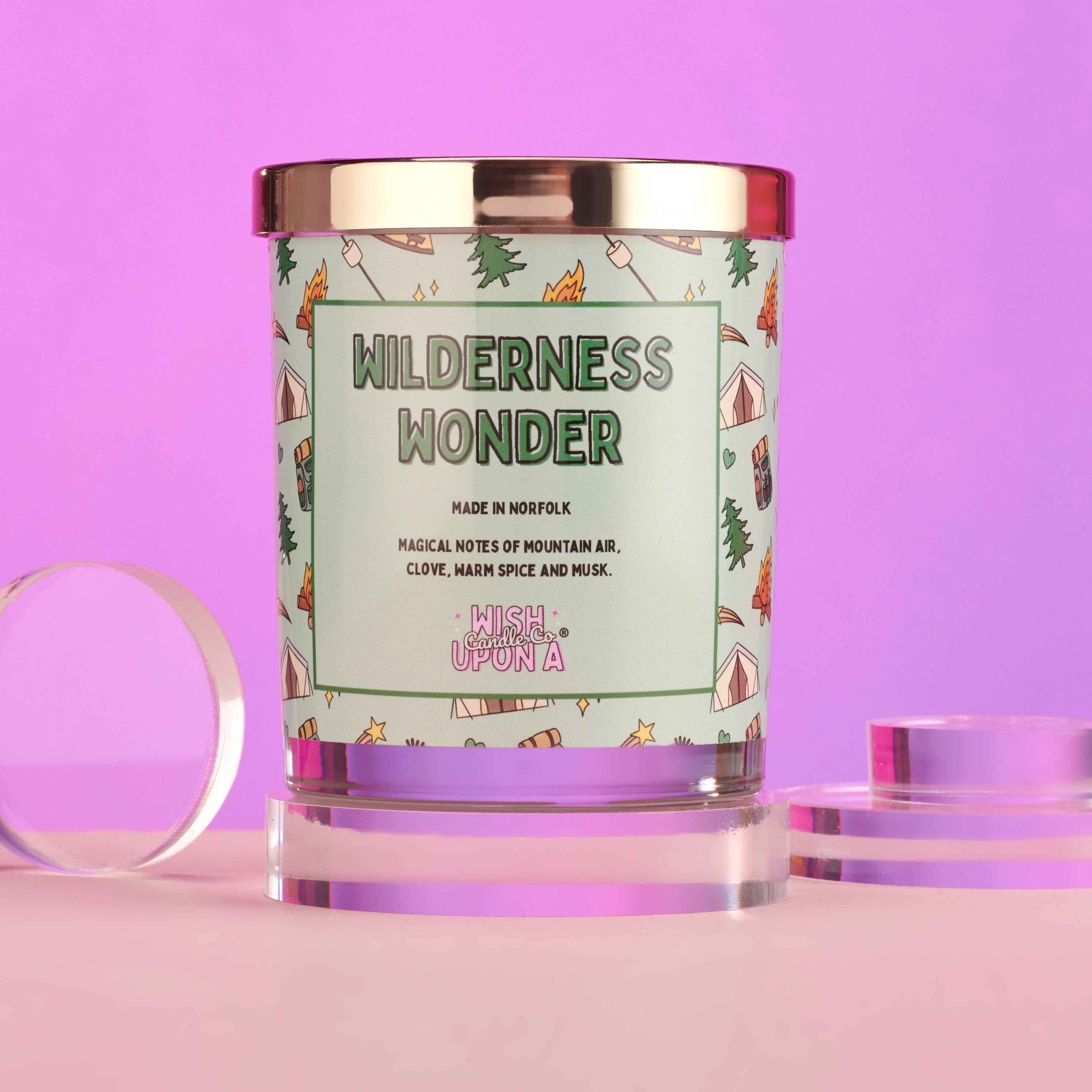 Wilderness Wonder candle inspired by forest lodges with earthy woods and fresh outdoor fragrance